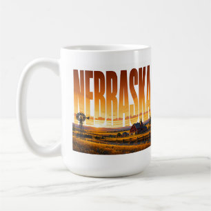 Caneca De Café Pôr do sol na pradaria dourada de Nebraska no camp