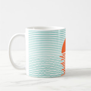 Caneca De Café Pôr do sol no fundo listrado do oceano. artuns de