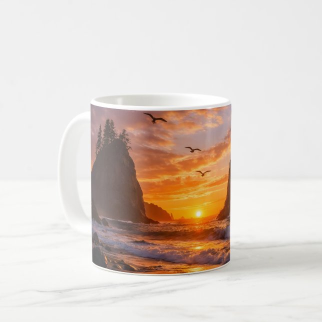 Caneca De Café Pôr do Sol Pacífico (Frente Esquerda)