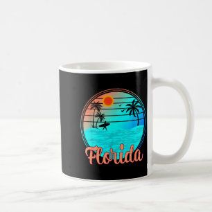 Caneca De Café Pôr do sol tropical de surfe da palmeira vintage d