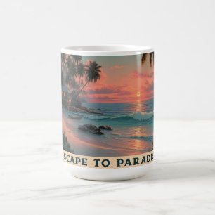 Caneca De Café Pôr do Sol Tropical Vibrante e Pinturesco na Praia
