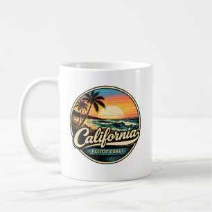 Caneca De Café Pôr do Sol Vintage da Califórnia - Surf dos Anos 8
