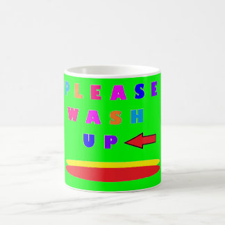 Caneca De Café Por favor, lave design verde limão com palavras