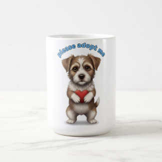 Caneca De Café Por favor, me adote – Ilustração de cachorro resga