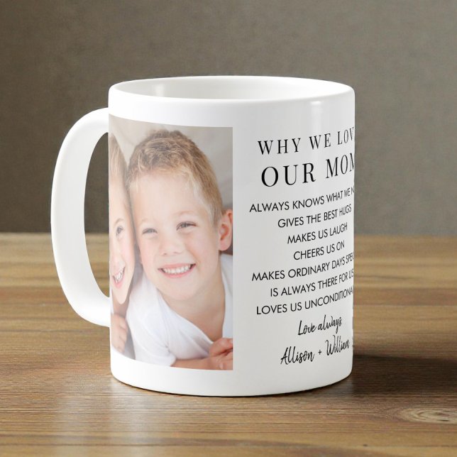 Caneca De Café Por Que Amamos a Mamãe Foto (Why We Love Mom Photo Coffee Mug)