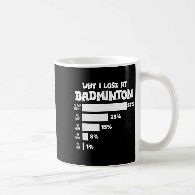 Caneca De Café Por que eu perco no Badminton Desculpas engraçadas (Direita)