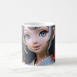 Caneca De Café Porcelain Anime Girl Under Lantern Lights