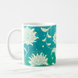 Caneca De Café Porcelana Floral Chinesa