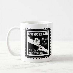 Caneca De Café porcelana tradicional do 18º aniversário de casame