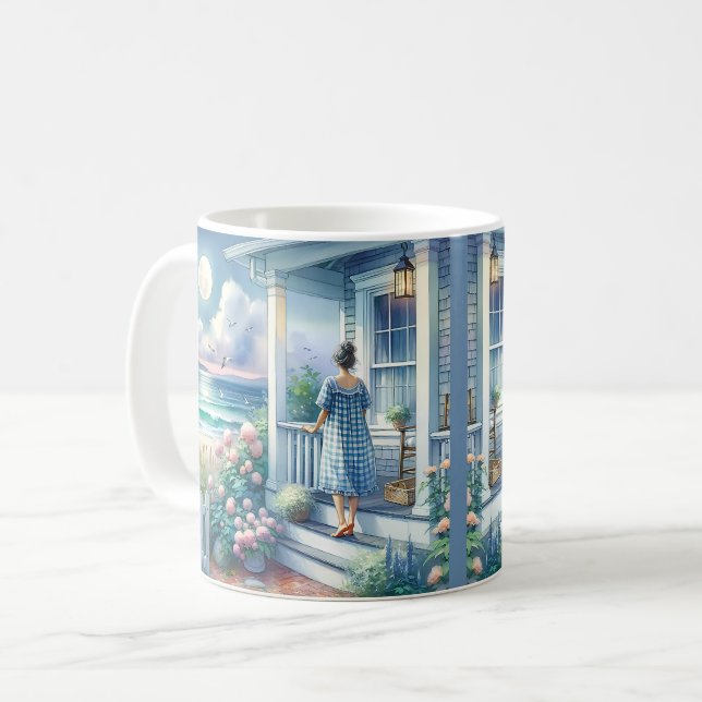 Caneca De Café Porch de Algodão Ligado pelo Mar (Frente Esquerda)