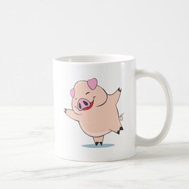 Caneca De Café Porco alegre da dança (Direita)