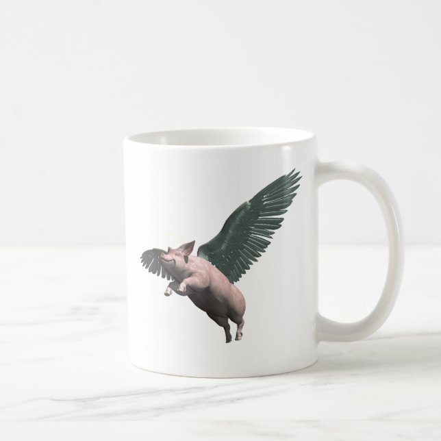 Caneca De Café Porco anjo bonito voando no céu (Direita)