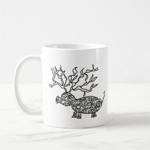 Caneca De Café Porco Cornudo – Fantasia de Javali Surrealista Des