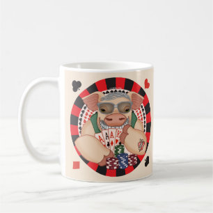 Caneca De Café porco de pôquer sorridente