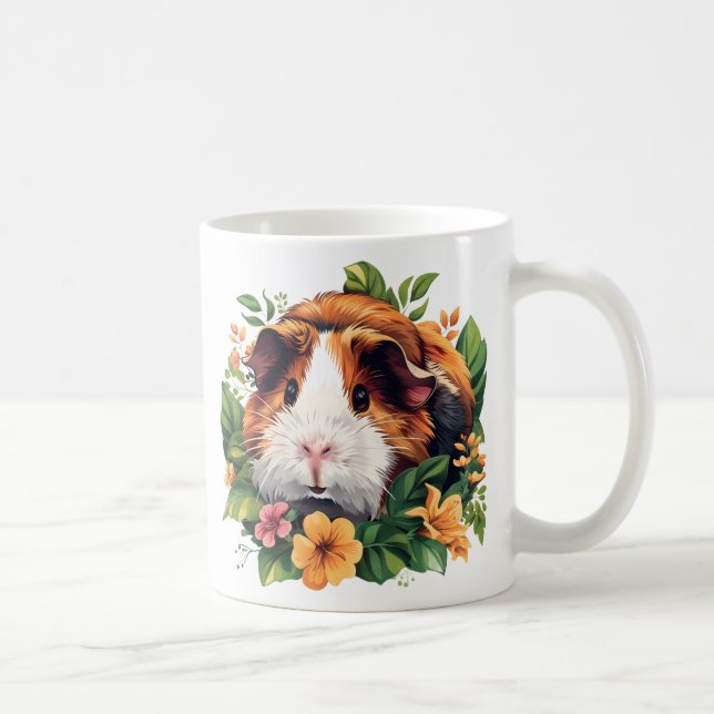 Caneca De Café Porco-guineense entre flores (Direita)