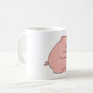 Caneca De Café Porco Hambriento Engraçado Segurando Garfo e Faca