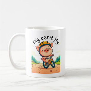 Caneca De Café Porco não pode voar. L Rosa BG