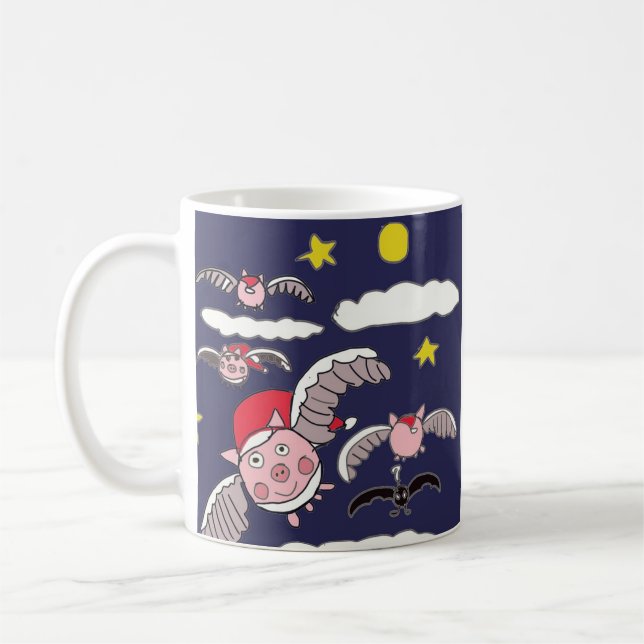 Caneca De Café Porco Papai Noel Voador  (Esquerda)