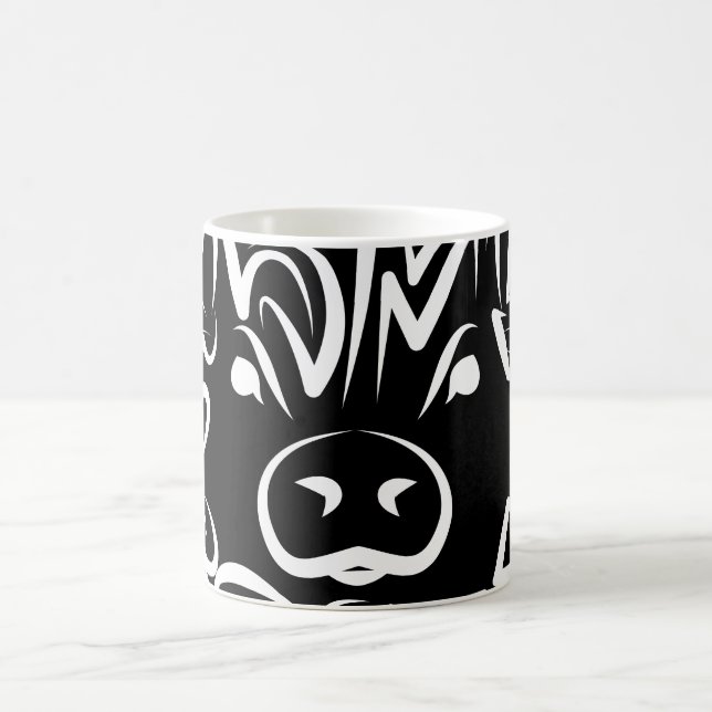 Caneca De Café Porco Tribal Negro e Branco (Centro)