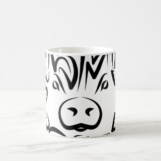 Caneca De Café Porco Tribal Negro e Branco