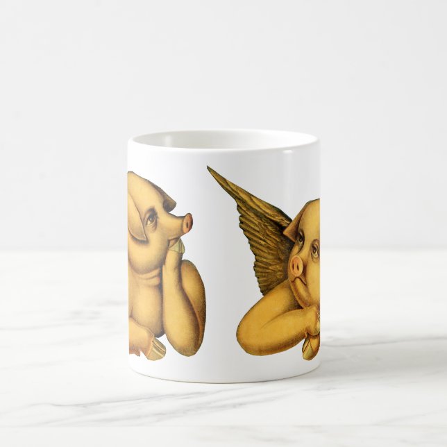 Caneca De Café Porcos Anjos Voadores com asas Fantasia Animais Ar (Centro)