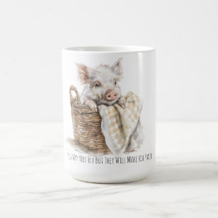 Caneca De Café Porcos fofos podem não voar, mas eles vão fazer vo