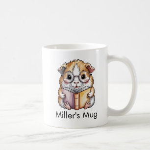 Caneca De Café Porquinho-da-índia Fofo Lendo um Livro Personaliza