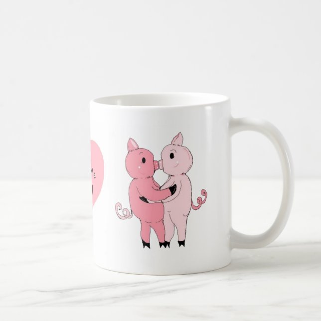 Caneca De Café Porquinhos se Beijando (Direita)