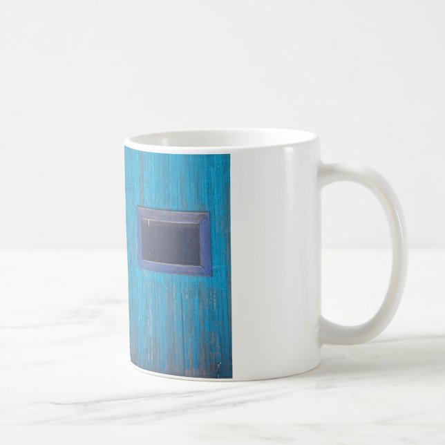 Caneca De Café Porta azul de madeira velha da garagem (Direita)