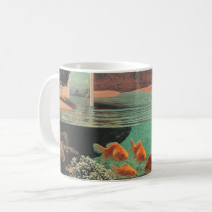 Caneca De Café Portal Surrealista no Deserto com Cena Subaquática