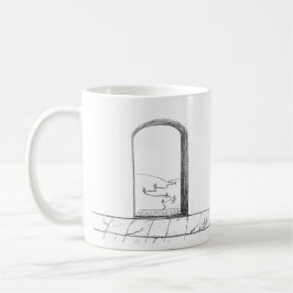 Caneca De Café Portas abertas e fechadas Esboçadas e desenhadas