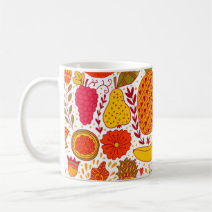 Caneca De Café Portas de fruta: Padrão de Vintage de Verão.