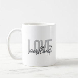 Caneca De Café Portland de amor moderno, simples, urbano e legal