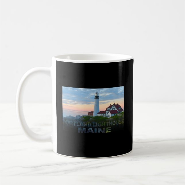 Caneca De Café Portland Lighthouse Maine Nas Férias Sunrise (Esquerda)