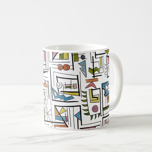 Caneca De Café Portland-Moderno Arte Geométrico Caprichoso (Frente Esquerda)