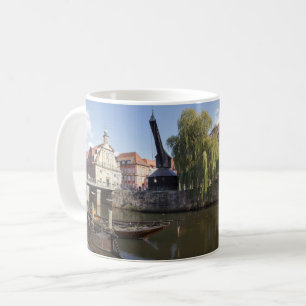 Caneca De Café Porto com rio Ilmenau e o guindaste velho,
