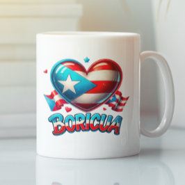 Caneca De Café Porto Rico Boricua Love Heart Flag