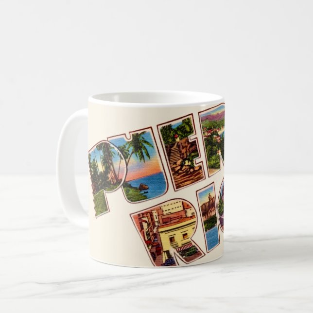 Caneca De Café Porto Rico - Letra Grande Mug (Frente Esquerda)
