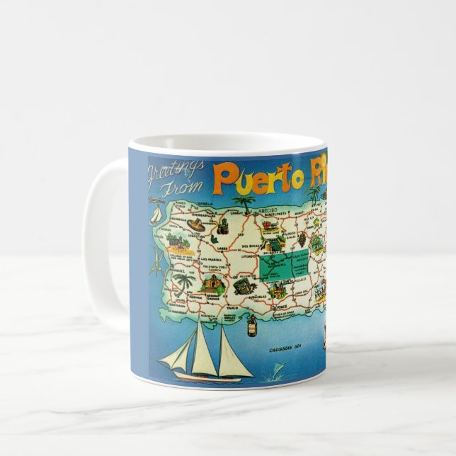 Caneca De Café Porto Rico Map Mug (Frente Esquerda)