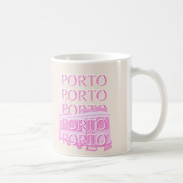 Caneca De Café Porto Viagem Art, Portugal Viagem de arte, rosa (Direita)