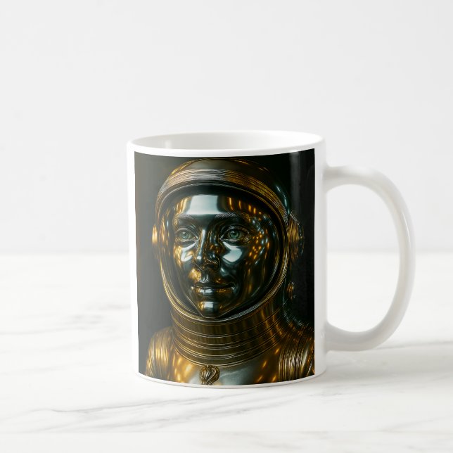 Caneca De Café Portrait femme or astronaute (Direita)