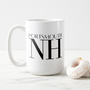 Caneca De Café Portsmouth New Hampshire Preto e Branco