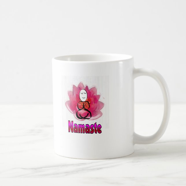 Caneca De Café Pose da ioga com flor de Lotus "Namaste " (Direita)