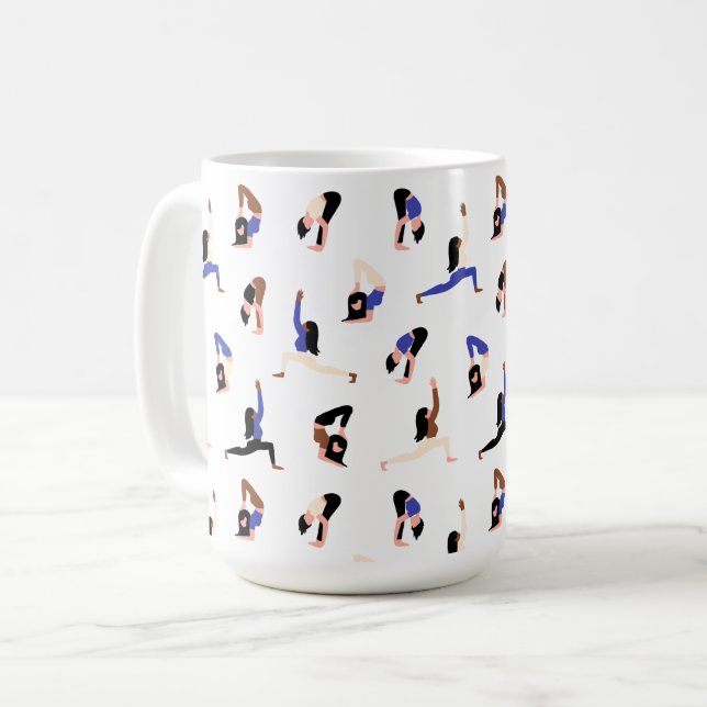 Caneca De Café poses de ioga feminina (Frente Esquerda)