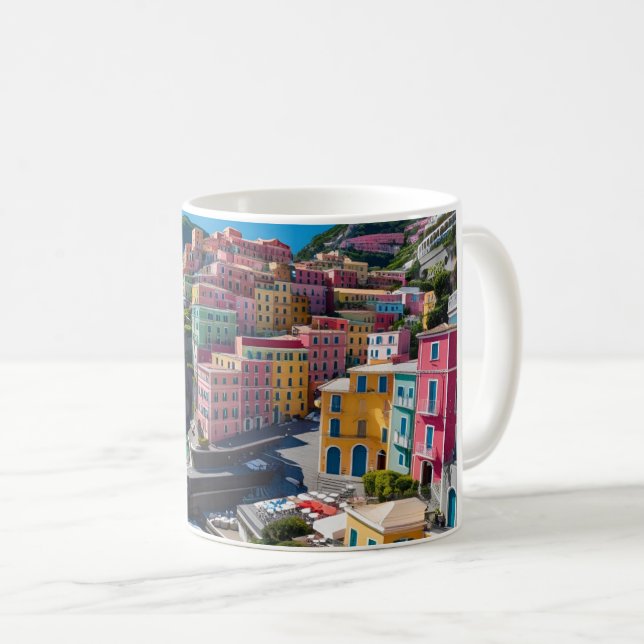 Caneca De Café Positano Escape Mug | Cerâmica Amalfi Coast Landsc (Frente Esquerda)