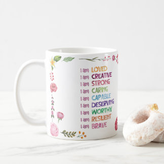 Caneca De Café Positive Affirmation Flower Style 