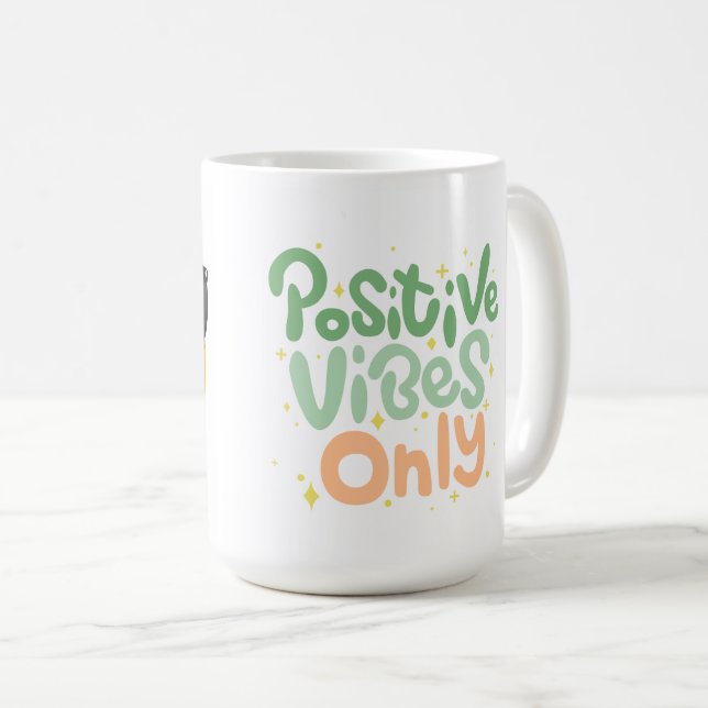Caneca De Café Positive Vibes Only Coffee Mug (Frente Esquerda)