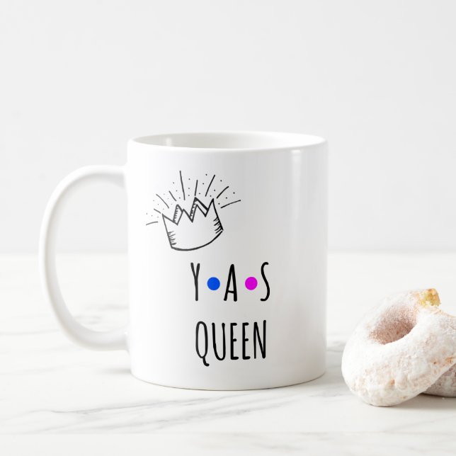 Caneca De Café Positividade bonito do corpo da RAINHA de YAS (Com Donut)