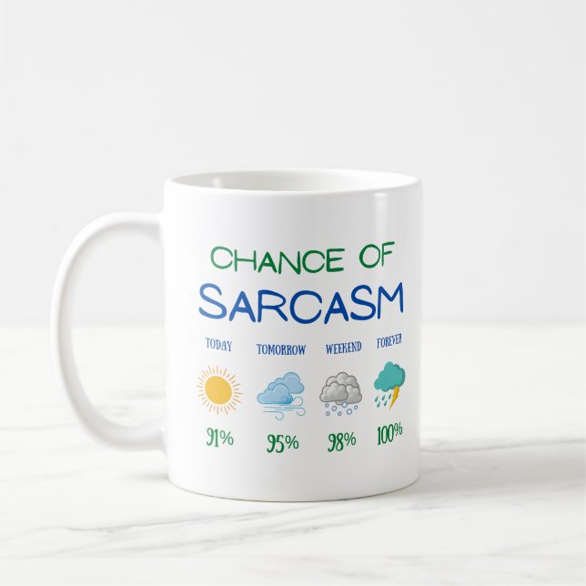 Caneca De Café Possibilidade De Previsão Meteorológica De Sarcasm (Esquerda)