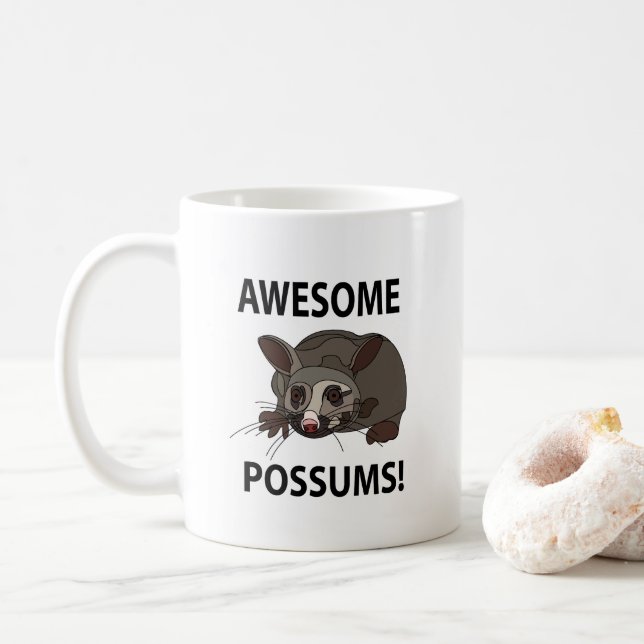 Caneca De Café Possum Awincrível Funny Possum (Com Donut)